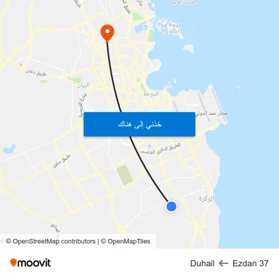 Ezdan 37 to Duhail map