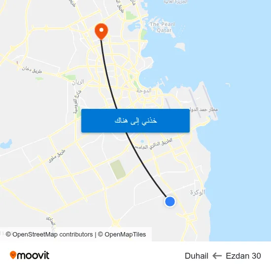 Ezdan 30 to Duhail map