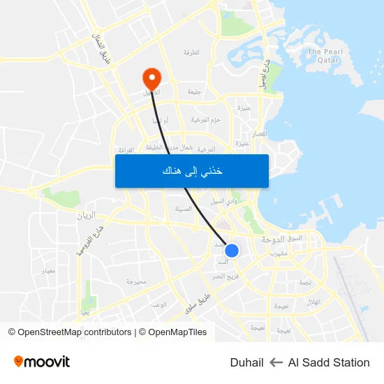 Al Sadd Station to Duhail map