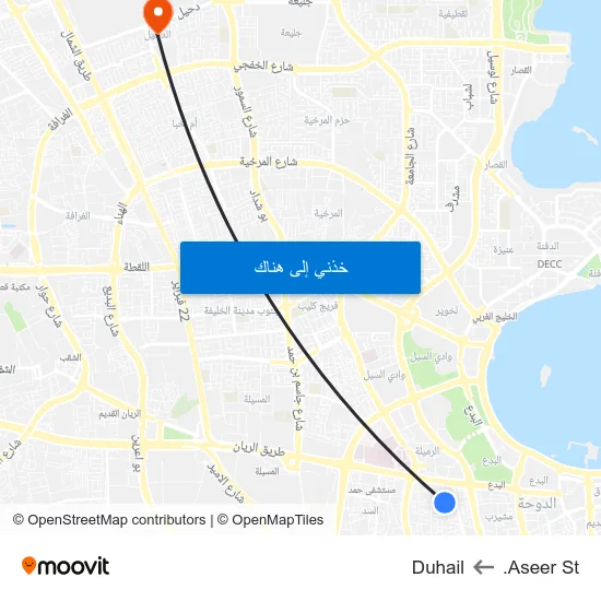 Aseer St. to Duhail map