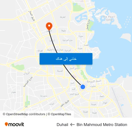 Bin Mahmoud Metro Station to Duhail map