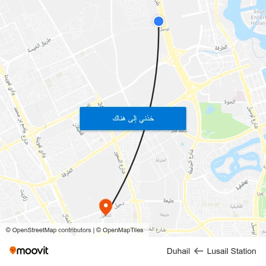 Lusail Station to Duhail map