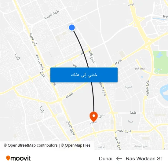 Ras Wadaan St. to Duhail map