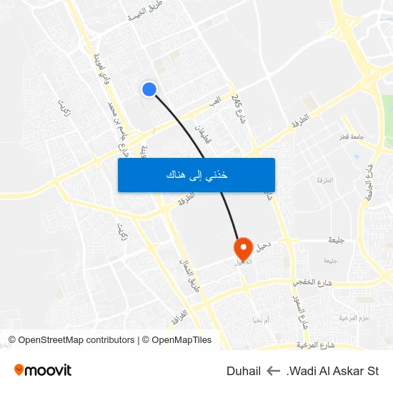 Wadi Al Askar St. to Duhail map