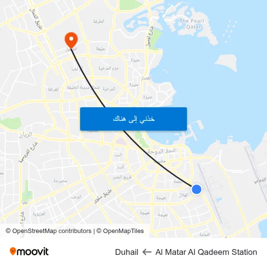 Al Matar Al Qadeem Station to Duhail map