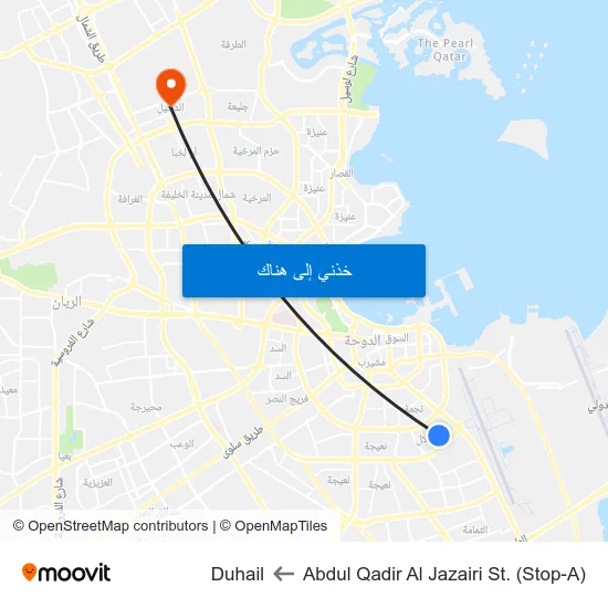 Abdul Qadir Al Jazairi St. (Stop-A) to Duhail map
