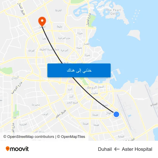 Aster Hospital to Duhail map