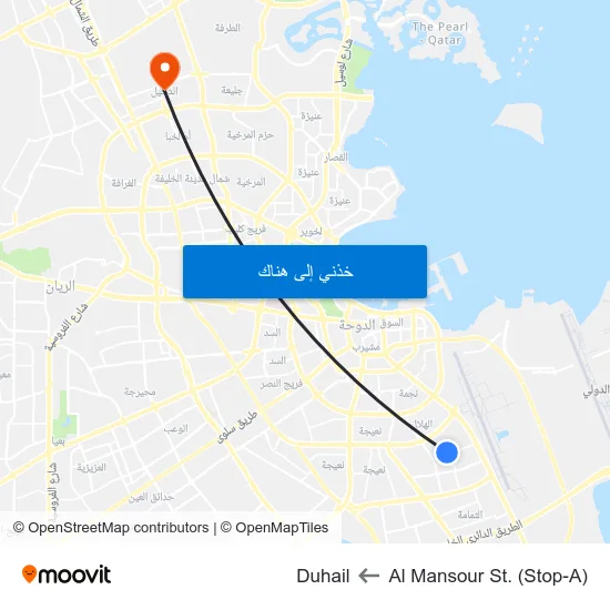 Al Mansour St. (Stop-A) to Duhail map