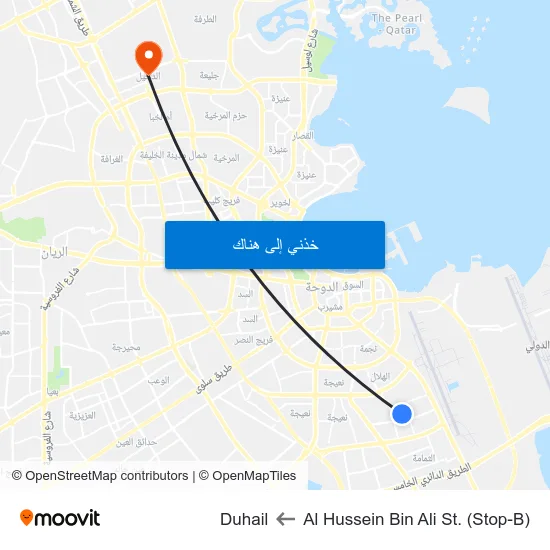 Al Hussein Bin Ali St. (Stop-B) to Duhail map