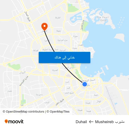 مشيرب Musheireb to Duhail map