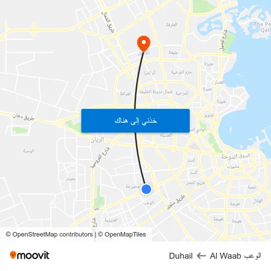 الوعب Al Waab to Duhail map