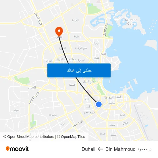 بن محمود Bin Mahmoud to Duhail map