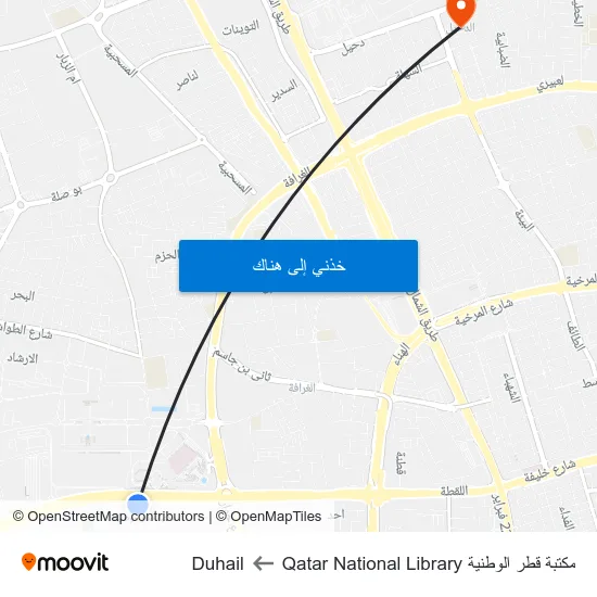 مكتبة قطر الوطنية Qatar National Library to Duhail map
