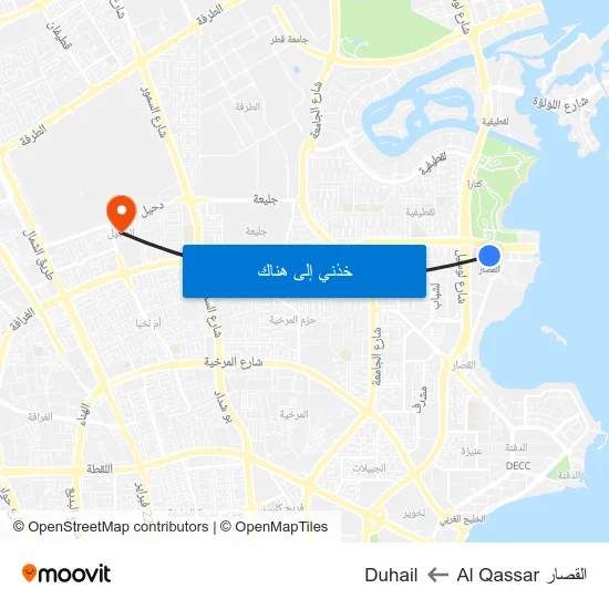 القصار Al Qassar to Duhail map