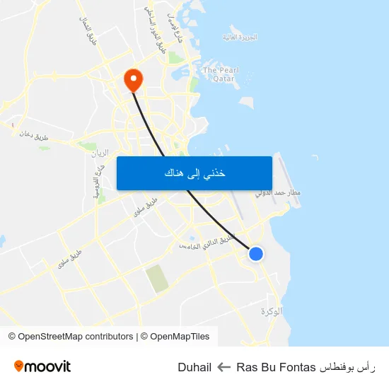 رأس بوفنطاس Ras Bu Fontas to Duhail map