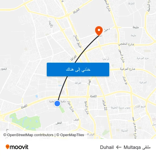ملتقى Multaqa to Duhail map