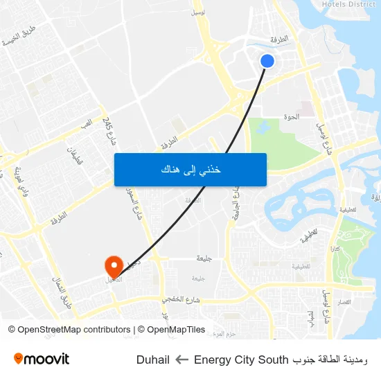 ومدينة الطاقة جنوب Energy City South to Duhail map