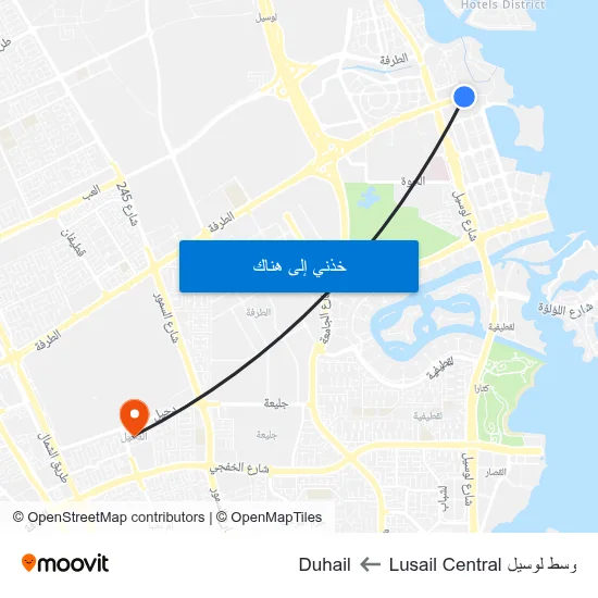 وسط لوسيل Lusail Central to Duhail map