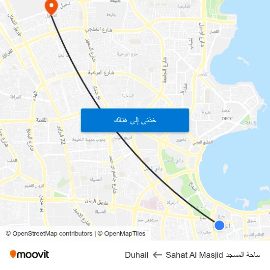 ساحة المسجد Sahat Al Masjid to Duhail map