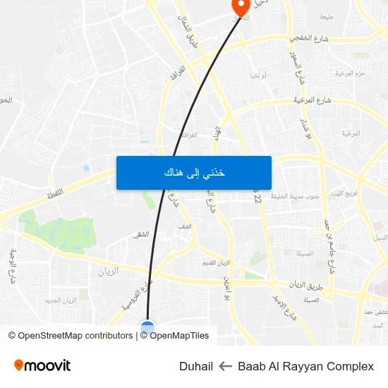 Baab Al Rayyan Complex to Duhail map
