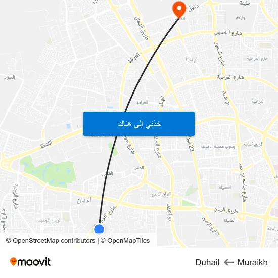 Muraikh to Duhail map