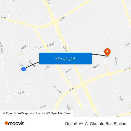 Al Gharafa Bus Station to Duhail map