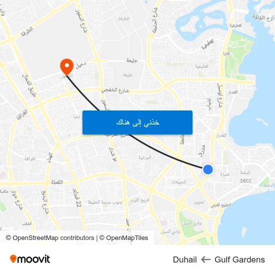 Gulf Gardens to Duhail map