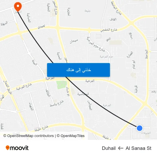 Al Sanaa St to Duhail map