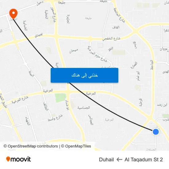Al Taqadum St 2 to Duhail map