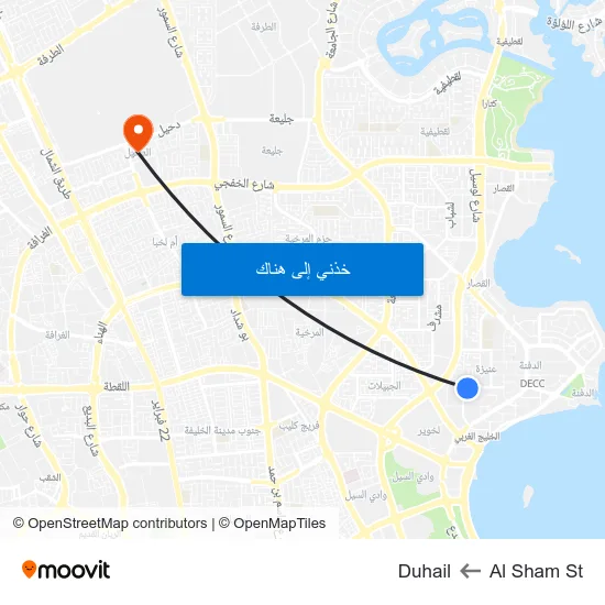 Al Sham St to Duhail map