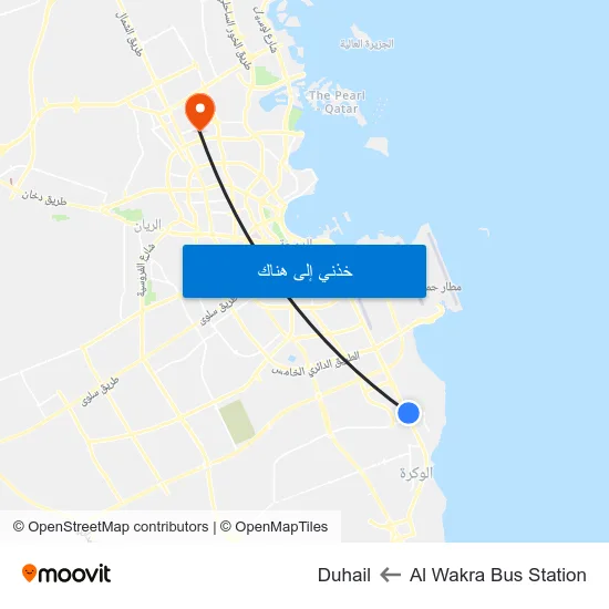 Al Wakra Bus Station to Duhail map