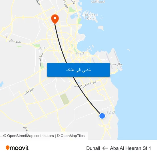 Aba Al Heeran St 1 to Duhail map
