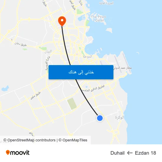 Ezdan 18 to Duhail map