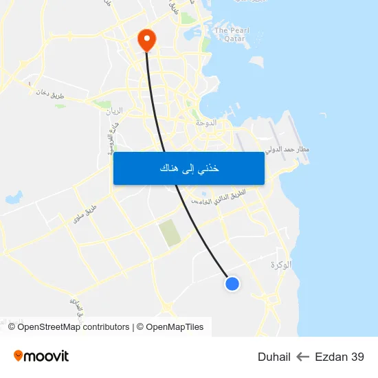 Ezdan 39 to Duhail map