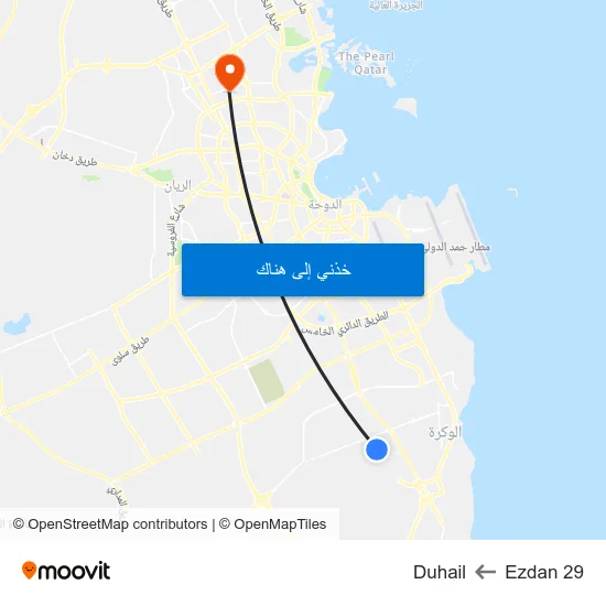 Ezdan 29 to Duhail map