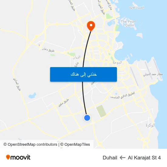 Al Karajat St 4 to Duhail map