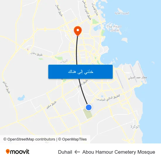 Abou Hamour Cemetery Mosque to Duhail map