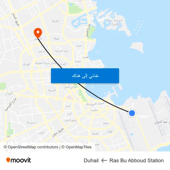 Ras Bu Abboud Station to Duhail map