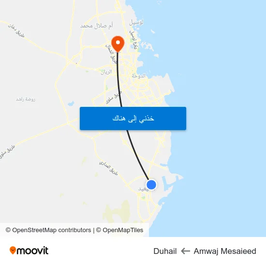 Amwaj Mesaieed to Duhail map