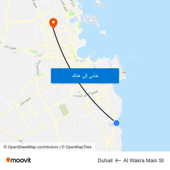 Al Wakra Main St to Duhail map