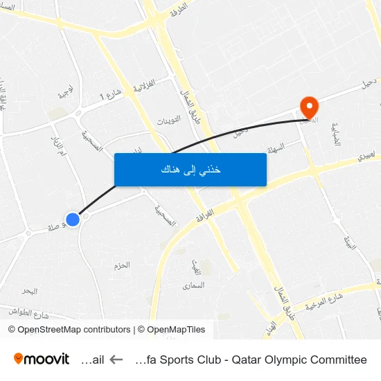 Al Gharrafa Sports Club - Qatar Olympic Committee to Duhail map