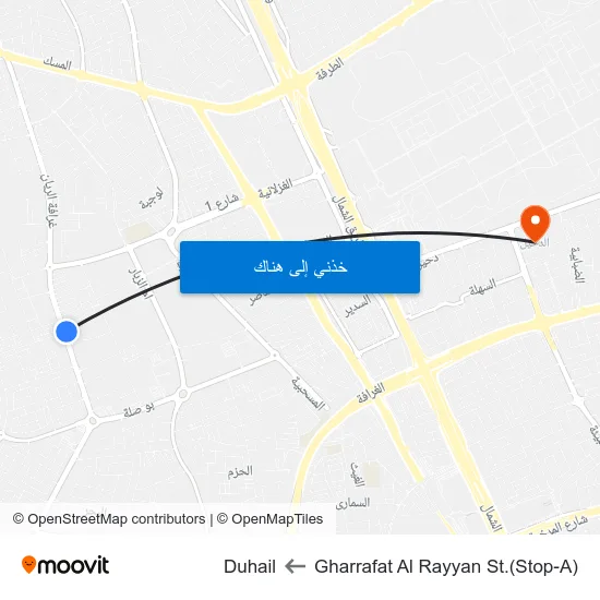 Gharrafat Al Rayyan St.(Stop-A) to Duhail map