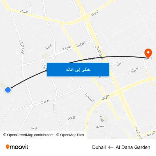 Al Dana Garden to Duhail map