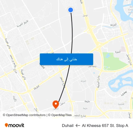 Al Kheesa 657 St. Stop A to Duhail map