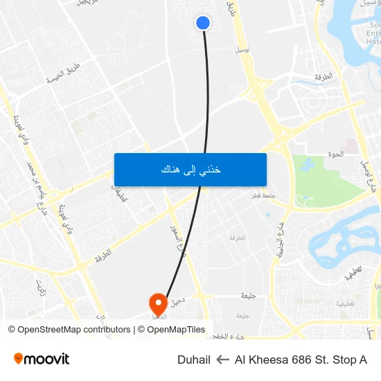 Al Kheesa 686 St. Stop A to Duhail map