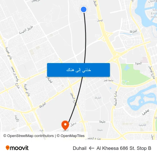 Al Kheesa 686 St. Stop B to Duhail map