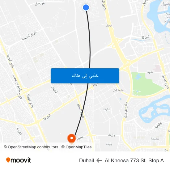 Al Kheesa 773 St. Stop A to Duhail map