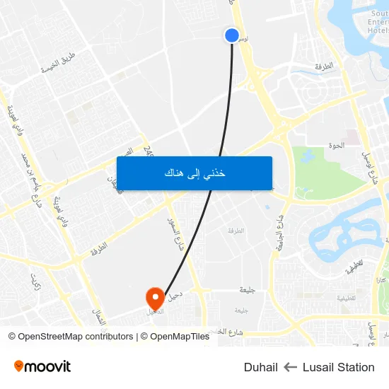 Lusail Station to Duhail map