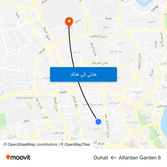 Alfardan Garden 6 to Duhail map