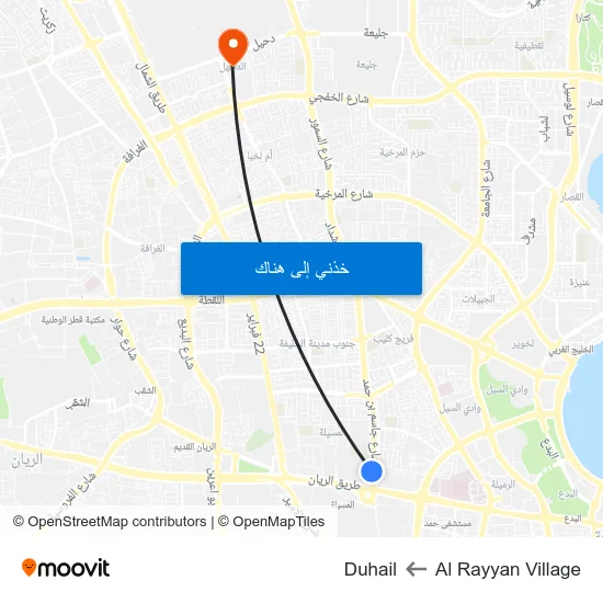 Al Rayyan Village to Duhail map